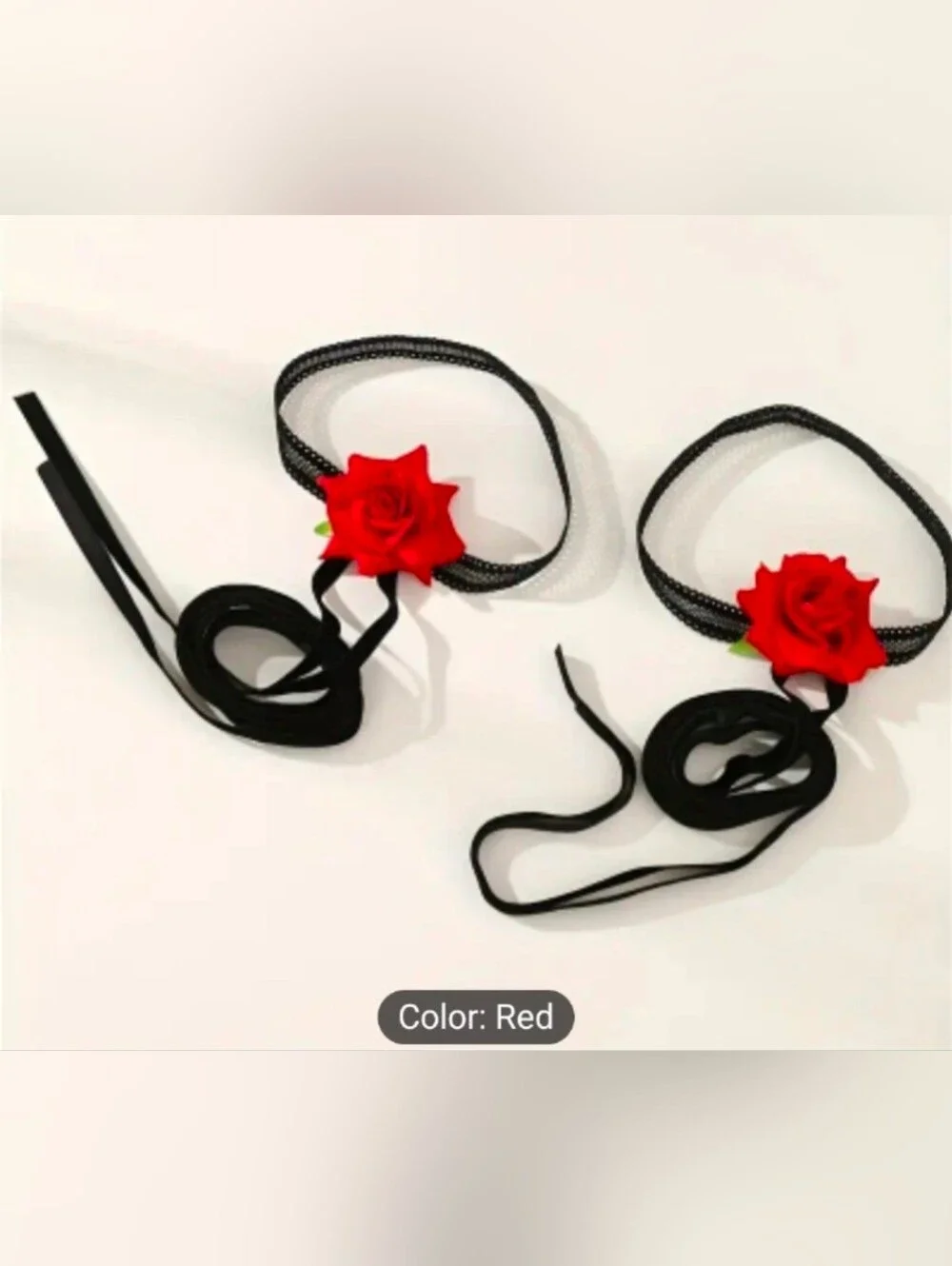 2 Pcs Black Cross-Leg Harnesses with Red Flowers: Sexy and Flexible.